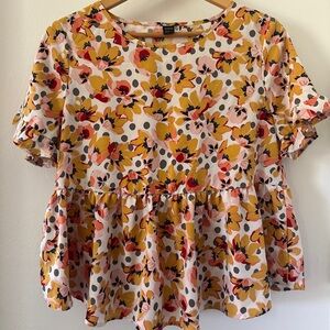 Multicolor Floral Peplum Blouse